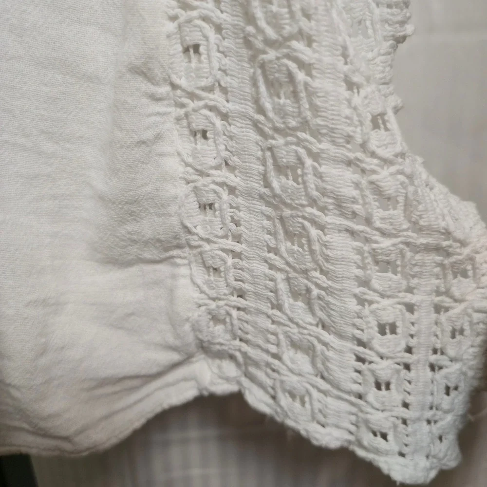Seaspicea Resort Wear White Cotton Butterfly Crochet Trim Cover‎ Up Dress Medium